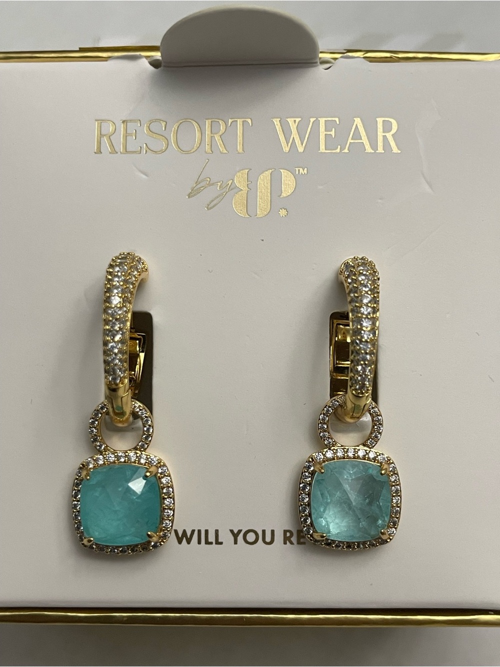 Bomb Party Resort Wear ER95739 “The Rosemary Drops” Gold/Aquamarine